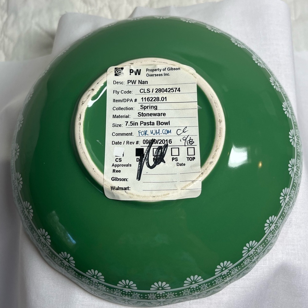 Rare The Pioneer Woman Prototype Vintage Floral green Pasta Bowl. Signed by Ree - Picture 2 of 6